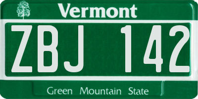 VT license plate ZBJ142
