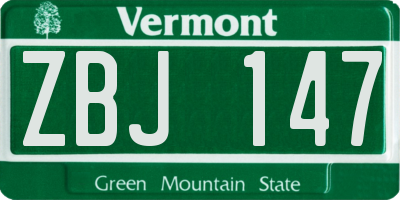 VT license plate ZBJ147