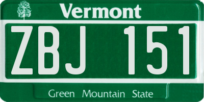 VT license plate ZBJ151