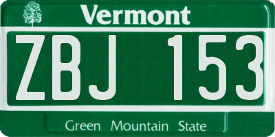 VT license plate ZBJ153