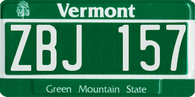 VT license plate ZBJ157