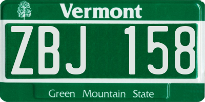VT license plate ZBJ158