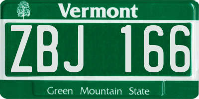 VT license plate ZBJ166
