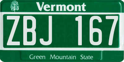 VT license plate ZBJ167