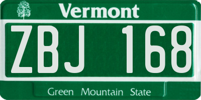 VT license plate ZBJ168