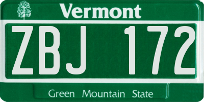 VT license plate ZBJ172