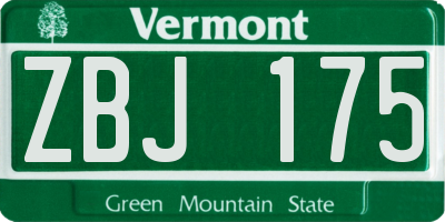 VT license plate ZBJ175