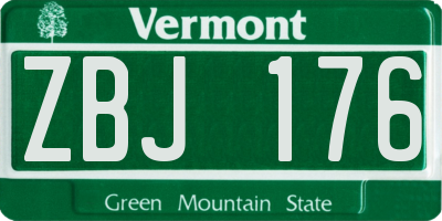 VT license plate ZBJ176