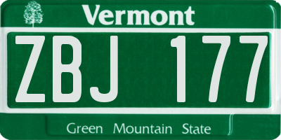 VT license plate ZBJ177