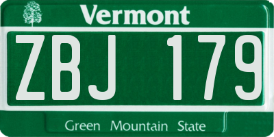 VT license plate ZBJ179