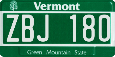 VT license plate ZBJ180