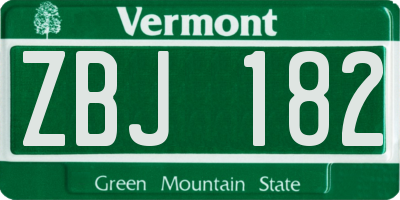 VT license plate ZBJ182