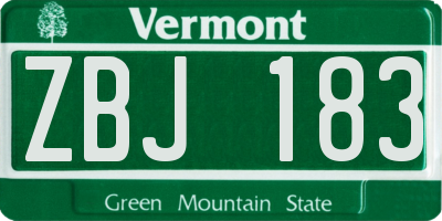 VT license plate ZBJ183