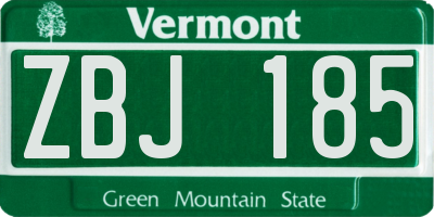 VT license plate ZBJ185