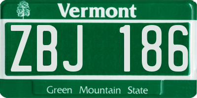 VT license plate ZBJ186