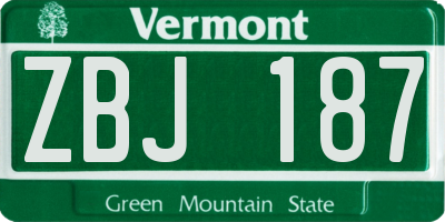 VT license plate ZBJ187