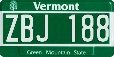 VT license plate ZBJ188