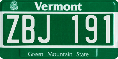 VT license plate ZBJ191