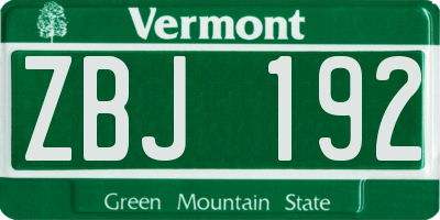 VT license plate ZBJ192