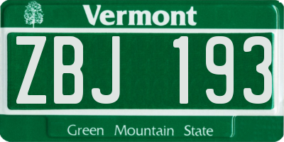 VT license plate ZBJ193