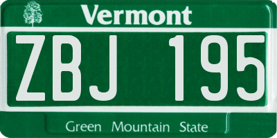 VT license plate ZBJ195