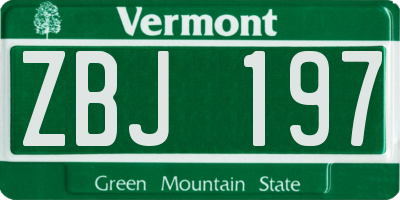 VT license plate ZBJ197