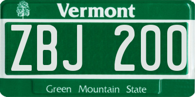 VT license plate ZBJ200