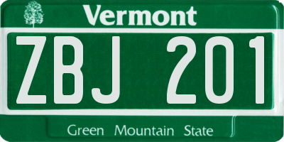 VT license plate ZBJ201