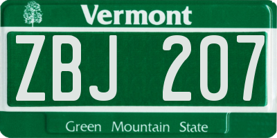 VT license plate ZBJ207