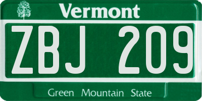 VT license plate ZBJ209