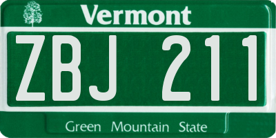 VT license plate ZBJ211