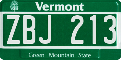VT license plate ZBJ213