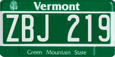 VT license plate ZBJ219