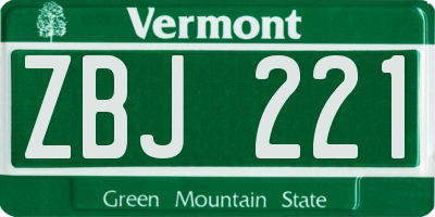 VT license plate ZBJ221