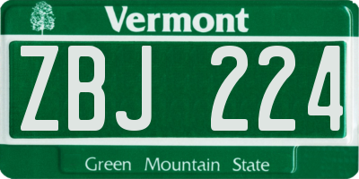 VT license plate ZBJ224