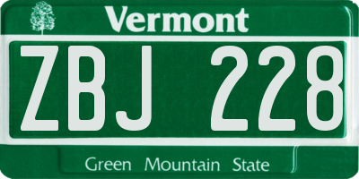VT license plate ZBJ228