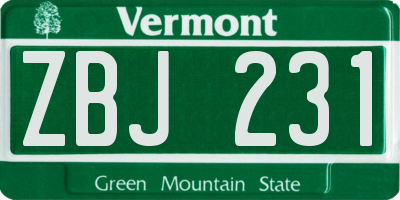 VT license plate ZBJ231