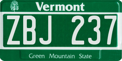 VT license plate ZBJ237