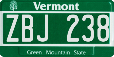 VT license plate ZBJ238
