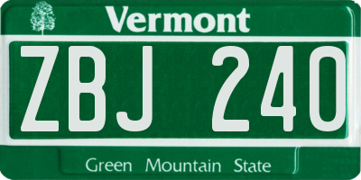 VT license plate ZBJ240