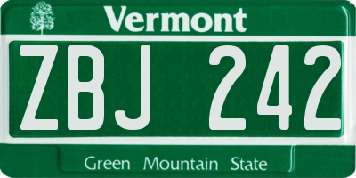 VT license plate ZBJ242