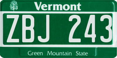 VT license plate ZBJ243