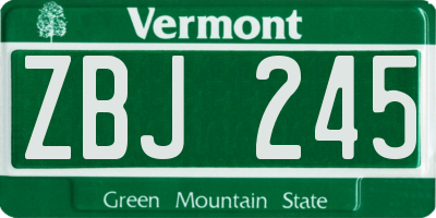 VT license plate ZBJ245