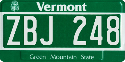 VT license plate ZBJ248