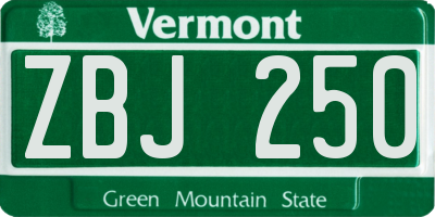 VT license plate ZBJ250