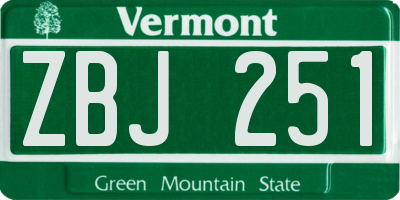 VT license plate ZBJ251