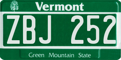 VT license plate ZBJ252
