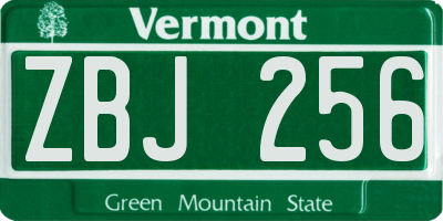 VT license plate ZBJ256