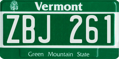 VT license plate ZBJ261