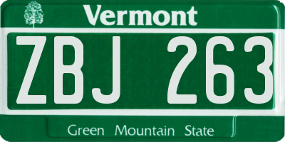 VT license plate ZBJ263